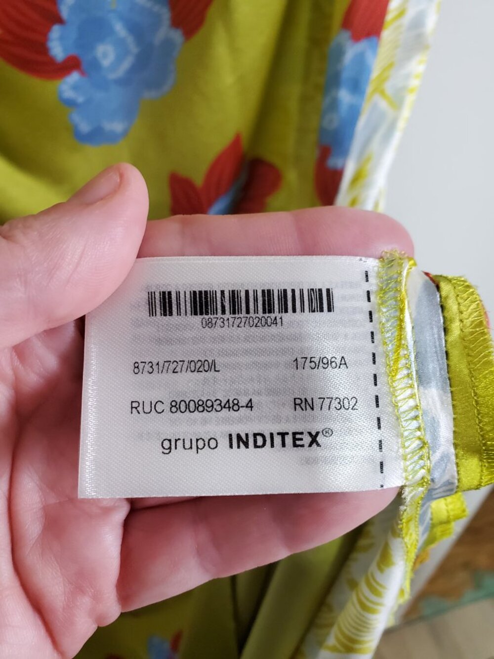 Zara One-Shoulder Floral Maxi Dress in Lime Green with Blue and Red Accents - Picture 10 of 14